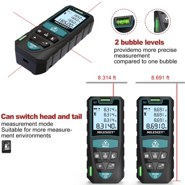 Medidor Laser Distancia 100 Mts Distancia Area Vol M/in/ft - Imagen 4