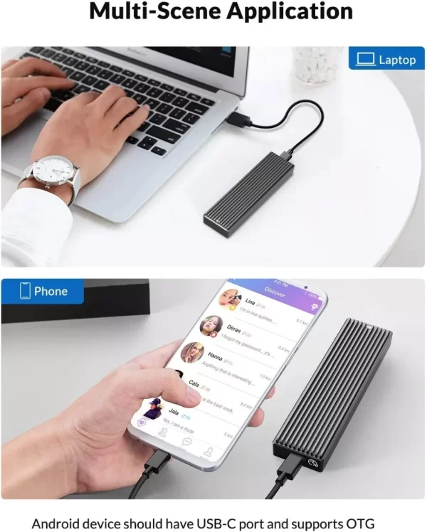 Orico Case Enclosure Disco Ssd M.2 Nvme Usb C + A, 2230/42/60/80 - Imagen 5
