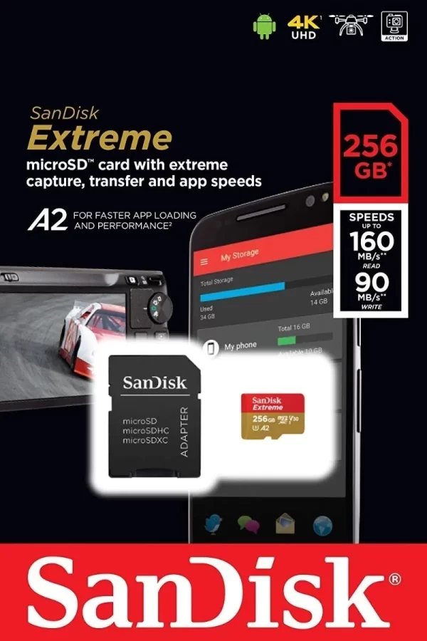 Micro Sd Sandisk Extreme 256gb 4k Dron Nintendo Sw 190mb/s - Imagen 3