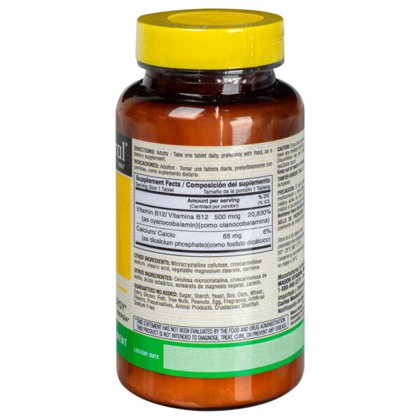 Vitamina B-12 500 MCG Mason Natural - 100 Tabletas - Imagen 2