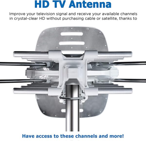Antena de TV para exteriores HDTV digital amplificada rota 360º  2 TV´s UHF/VHF - Imagen 6
