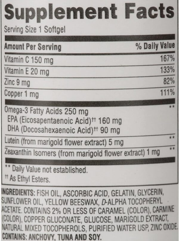 Suplemento dietético en cápsulas blandas Equate Vision Formula 50+, tamaño económico, 300 unidades - Imagen 2