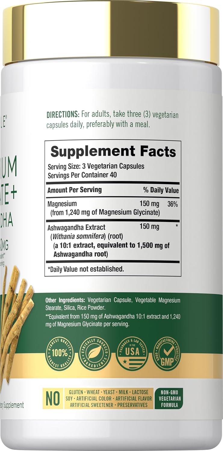 Glicinato De Magnesio 120 Cáps 413mg + Ashwagandha 500mg - Imagen 2