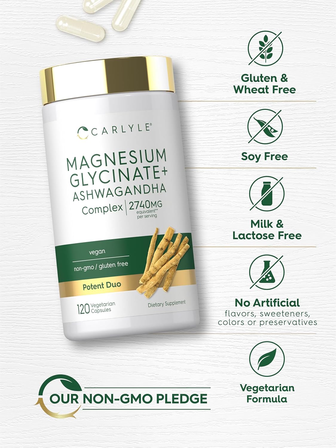 Glicinato De Magnesio 120 Cáps 413mg + Ashwagandha 500mg - Imagen 5