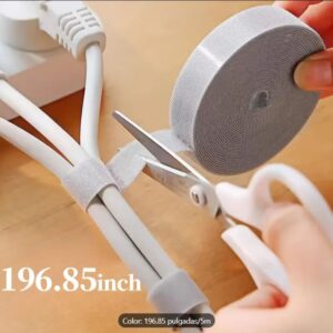 Cinta Velcro Organizador De Cables Rollo De 5m Color Gris