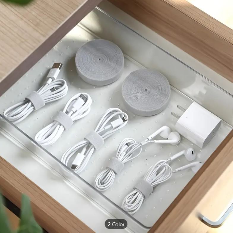 Cinta Velcro Organizador De Cables Rollo De 5m Color Gris - Imagen 3