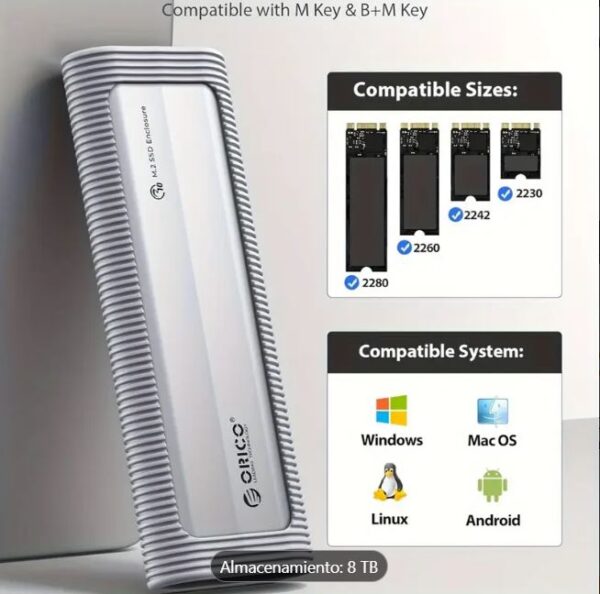 Case Enclosure Disco Ssd Nvme M.2 Pcie 2230/2242/2260/2280 - Imagen 7