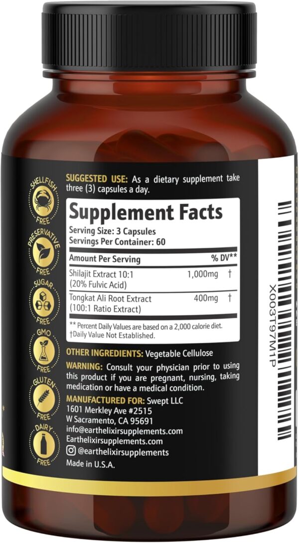 Shilajit 1000 mg y Tongkat Ali 400 mg con ácido fúlvico - Imagen 7