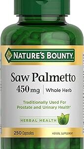 Nature's Bounty Saw Palmetto Support for Prostate and Urinary Health, Herbal Health Supplement, 450mg, 250 Capsules
