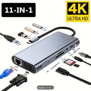 Hub Adaptador Usb C, 11 En 1 Adaptador Para Macbook Pro/iPad