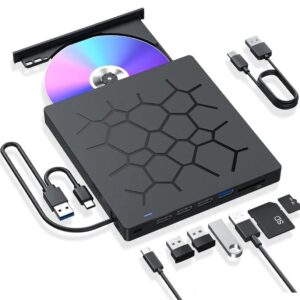 DVD-RW Externo Portable 7 en 1 USB-A 3.0 + Tipo-C SD y TF