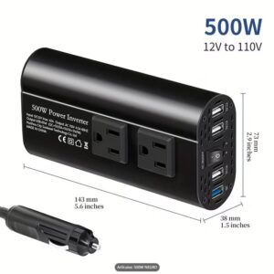 Inversor De Voltaje Para Auto 500w Dc 12v A Ca 110 Y Usbx4