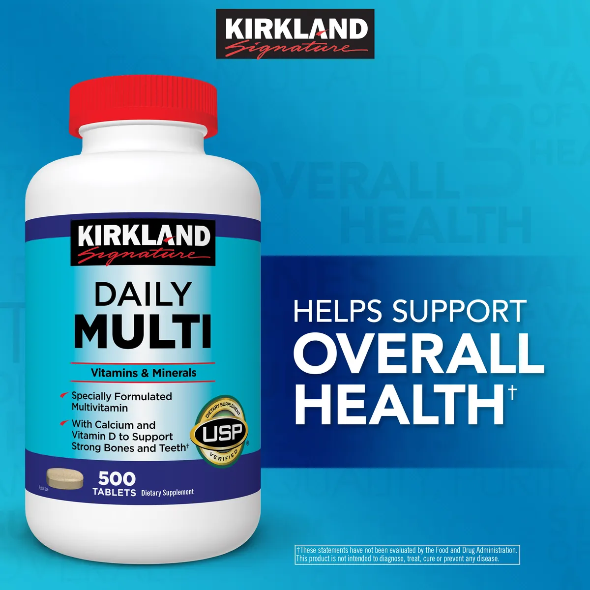 Daily Multi, 500 tabletas, Kirkland Signature, multivitaminico y multimineral para adultos, vitaminas para hombres y mujeres - Imagen 2