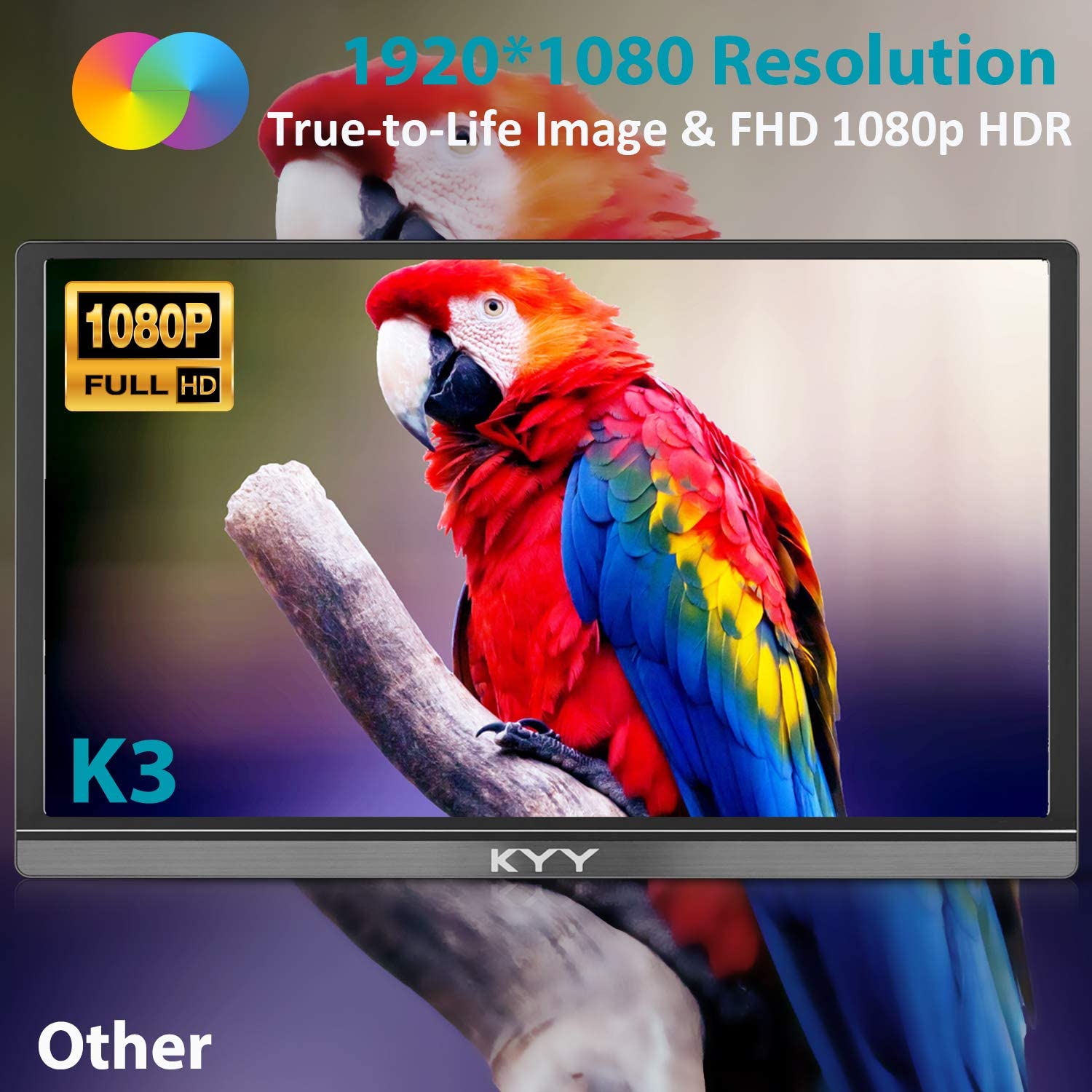KYY Monitor portátil de 15.6 pulgadas 1080P FHD USB-C, pantalla de computadora HDMI HDR IPS Monitor de juegos con cubierta inteligente premium y protector de pantalla, altavoces, para computadora - Imagen 4