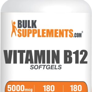 BulkSupplements Vitamina B12 cianocobalamina 5000 mcg 180 cápsulas blandas