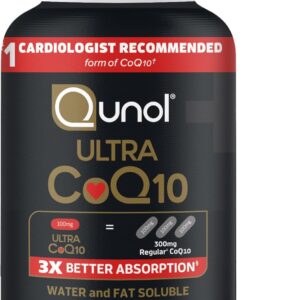 Qunol Ultra CoQ10 de 100 mg, cápsulas de gel - 3 veces mejor absorción, antioxidante para la salud del corazón y producción de energía, vitaminas y suplementos de coenzima Q10, suministro de 3 meses