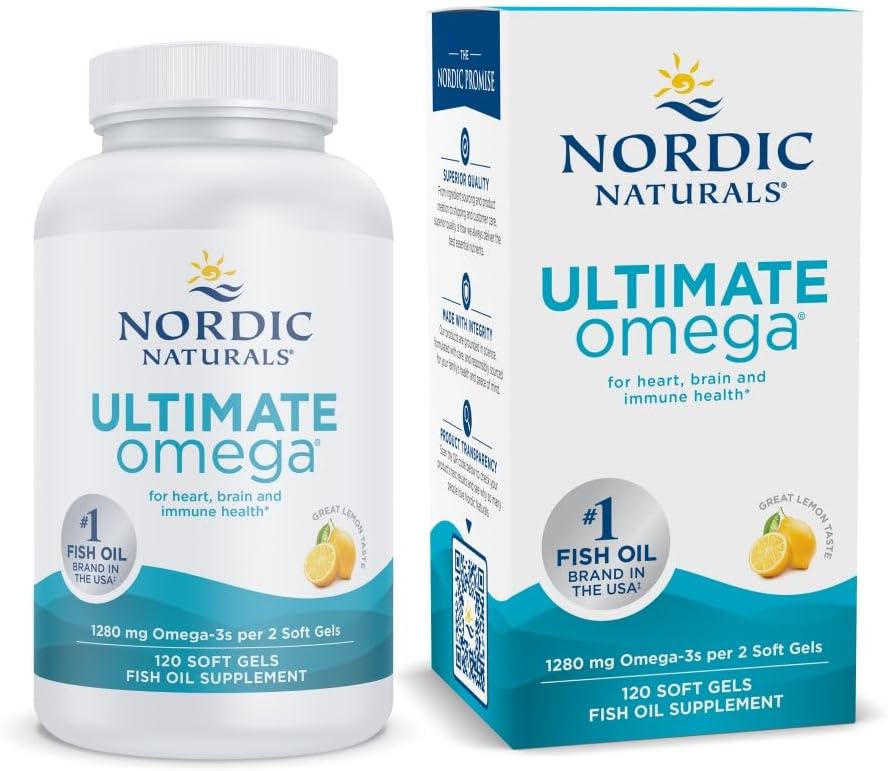 Nordic Naturals Ultimate Omega, sabor a limón, 120 cápsulas blandas, 1280 mg de omega-3, suplemento de aceite de pescado de alta potencia con EPA y DHA, promueve la salud del cerebro y el corazón - Imagen 2