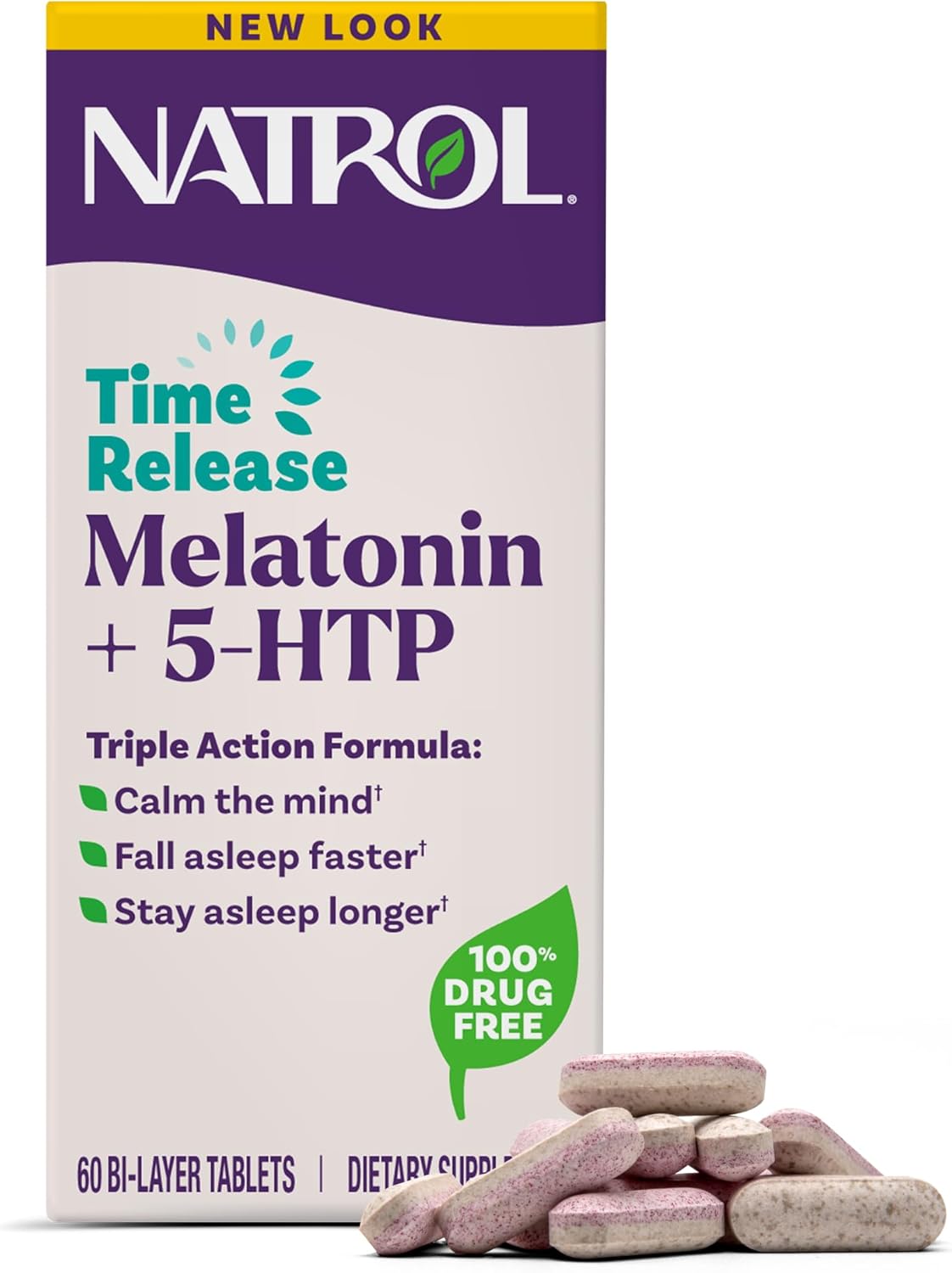 Natrol Melatonina + ayuda para dormir de liberación temporal de 5 HTP