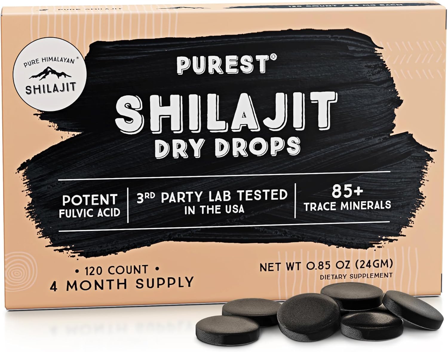 Pure Himalayan Shilajit Dry Drops, 100% Pure Natural Shilajit, Grade A