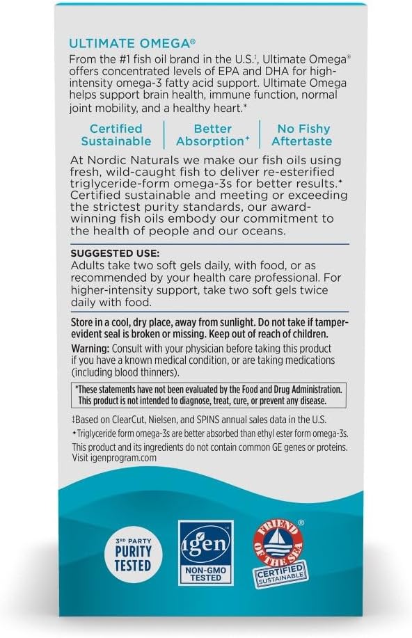 Nordic Naturals Ultimate Omega, sabor a limón, 120 cápsulas blandas, 1280 mg de omega-3, suplemento de aceite de pescado de alta potencia con EPA y DHA, promueve la salud del cerebro y el corazón - Imagen 8