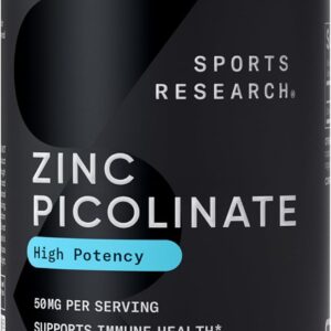 Sports Research Picolinato de Zinc 50 mg con aceite de coco – 60 cápsulas blandas