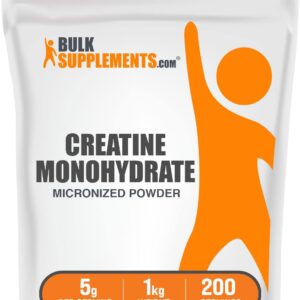 BulkSupplements Creatina Monohidrato Micronizada 1KG | 99.99% pura | Polvo sin sabor | Suplemento vegano