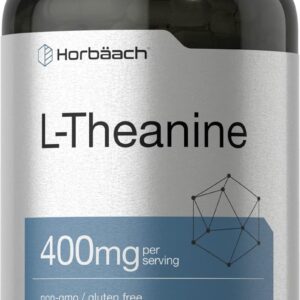 Horbäach L-Teanina 400 mg | 400 cápsulas | Suplemento de alta potencia | Sin OMG y sin gluten