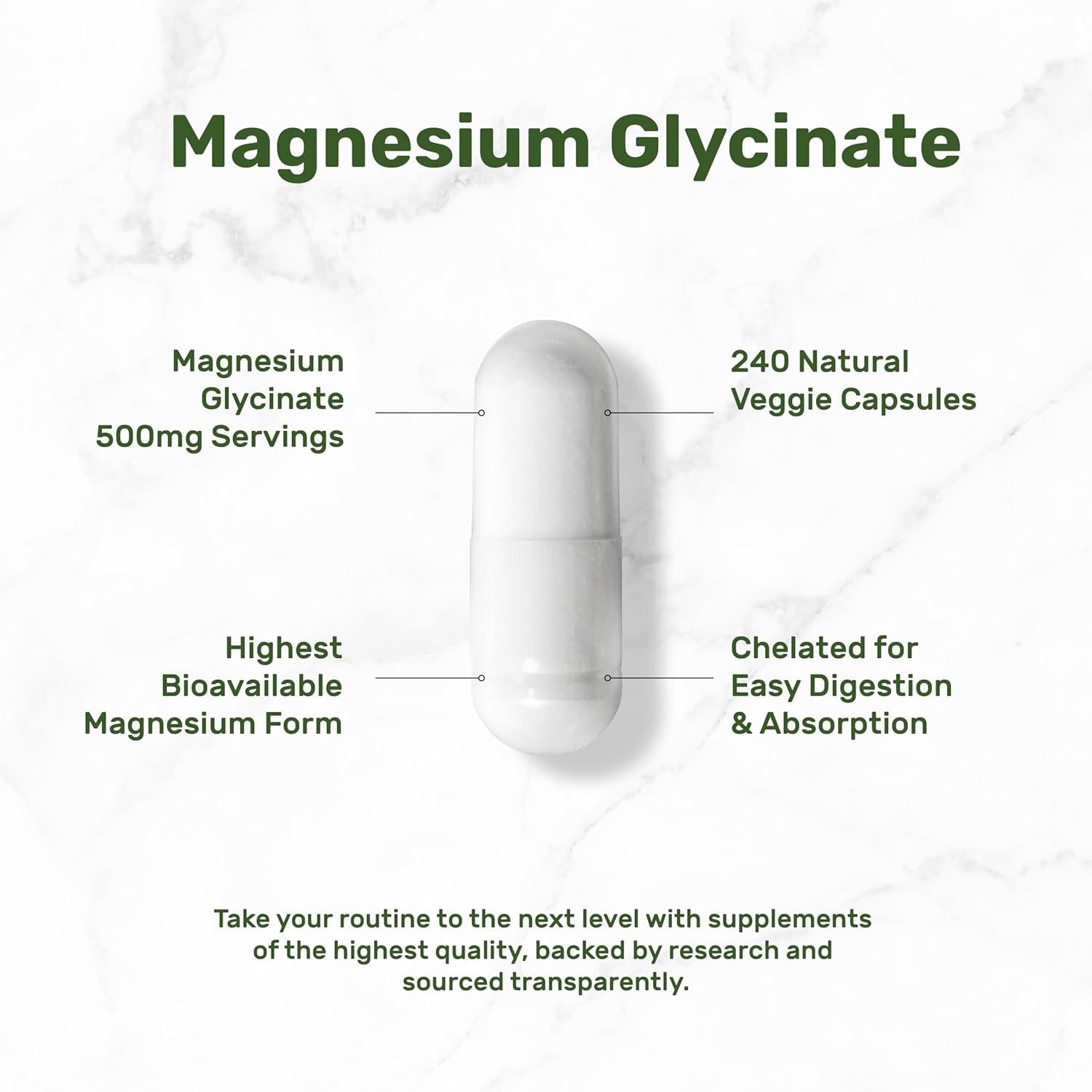 Deal Supplement Glicinato de Magnesio 500 mg – 240 cápsulas vegetales - Imagen 4