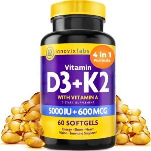 InnovixLabs Vitamina D3 + K2 + A (ADK) 5000 IU – 60 cápsulas