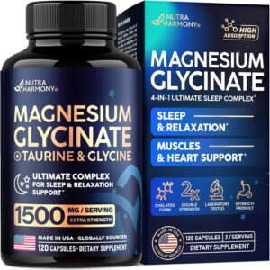 NutraHarmony Glicinato de Magnesio 1500 mg con glicina y taurina – 120 cápsulas