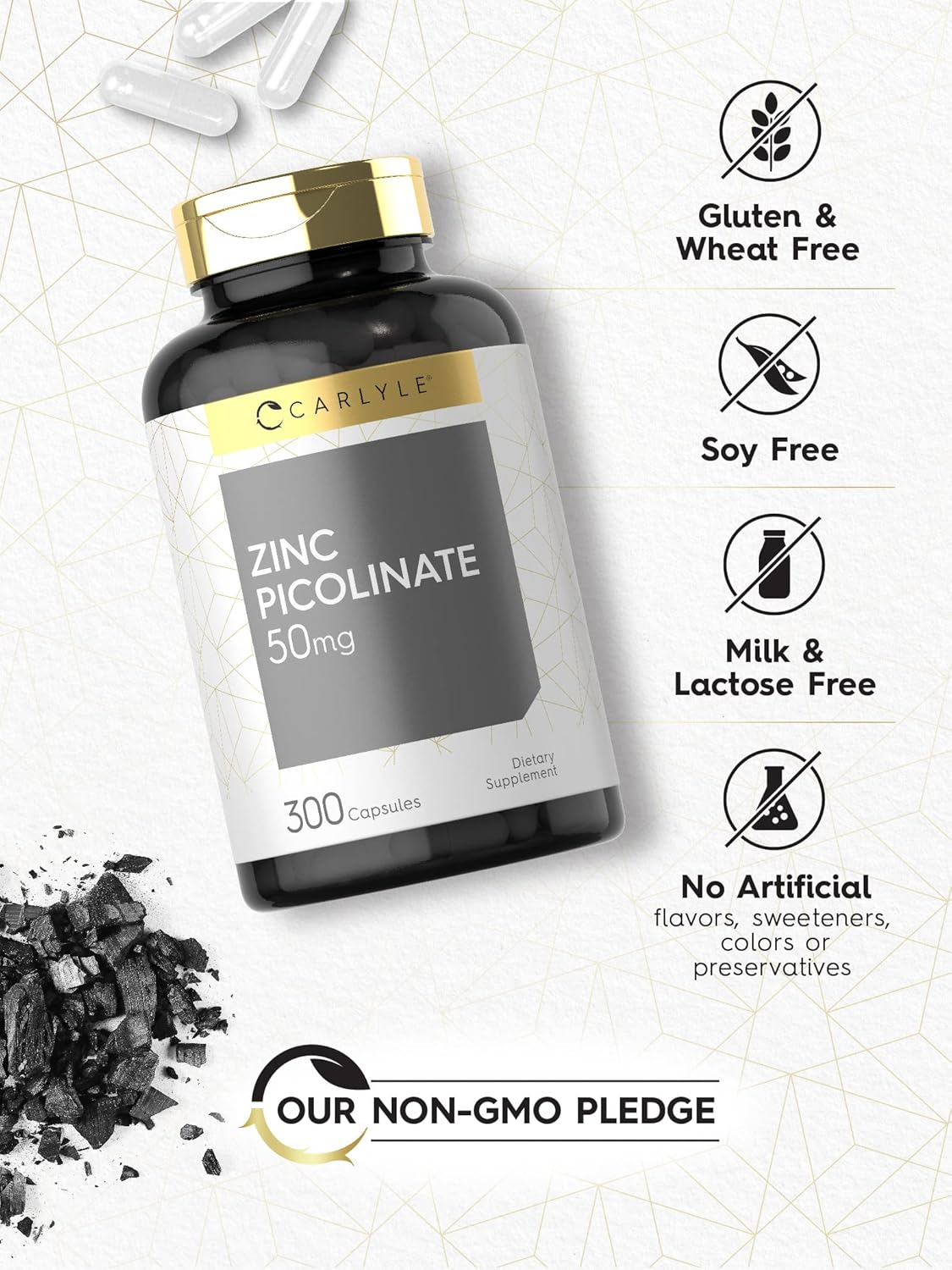 Picolinato de Zinc 50 mg Carlyle | 300 cápsulas de alta absorción - Imagen 3