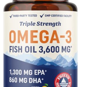 Aceite de pescado DHA Omega 3 de triple fuerza 3600 mg