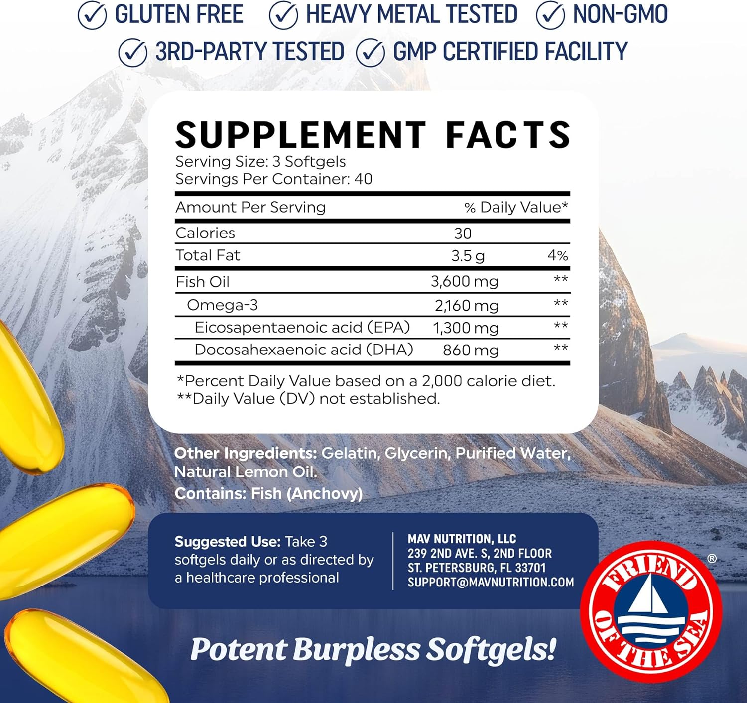 Aceite de pescado DHA Omega 3 de triple fuerza 3600 mg - Imagen 6