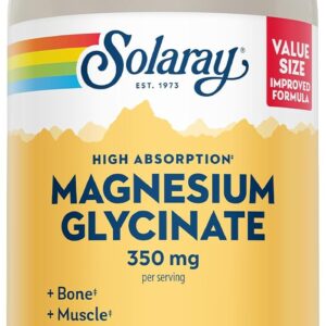 SOLARAY Cápsulas de glicinato de magnesio, bisglicinato de magnesio quelado con BioPerina