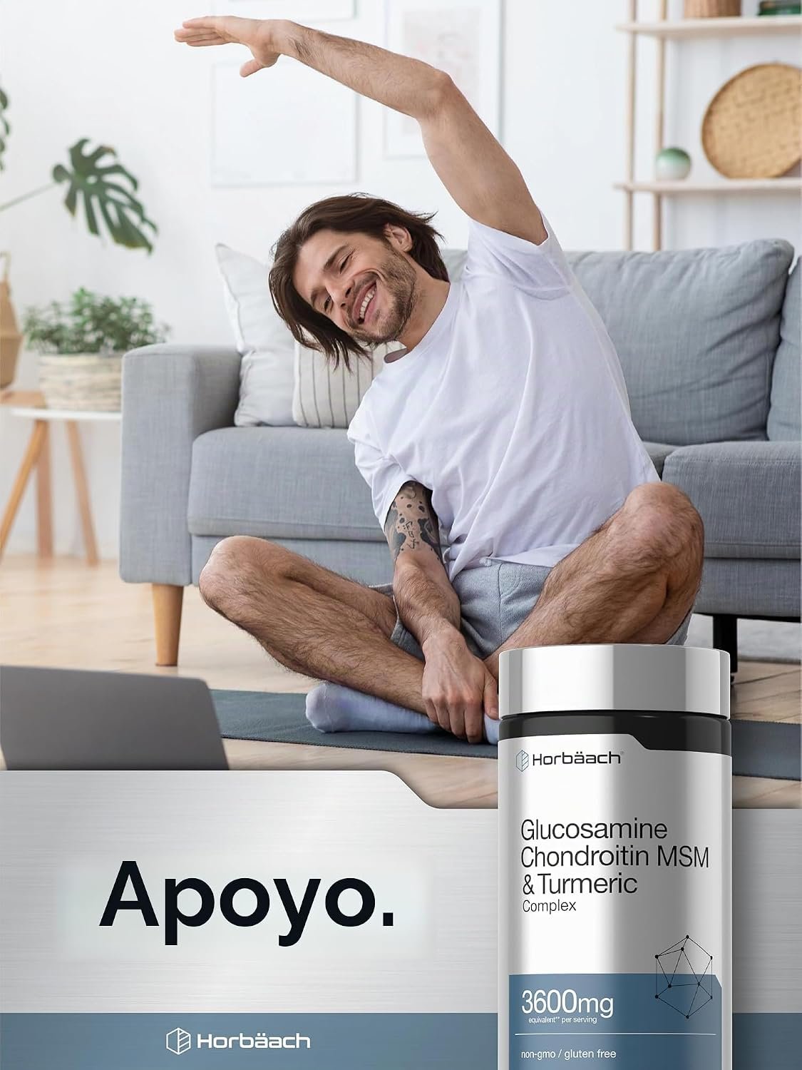 Horbäach Glucosamina condroitina MSM | 3600 mg | 360 comprimidos | Fórmula avanzada con cúrcuma | Sin OMG, sin gluten - Imagen 6