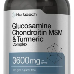 Horbäach Glucosamina condroitina MSM | 3600 mg | 360 comprimidos | Fórmula avanzada con cúrcuma | Sin OMG, sin gluten