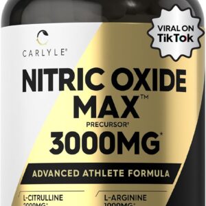 Carlyle, óxido nítrico de 3000 mg | 120 cápsulas | con L-arginina y L-citrulina | para hombres y mujeres