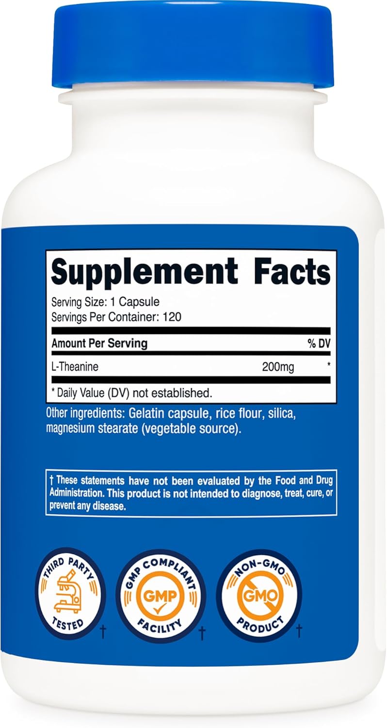 Nutricost L-teanina 200 mg, 120 Cápsulas - Doble Fuerza - Imagen 5