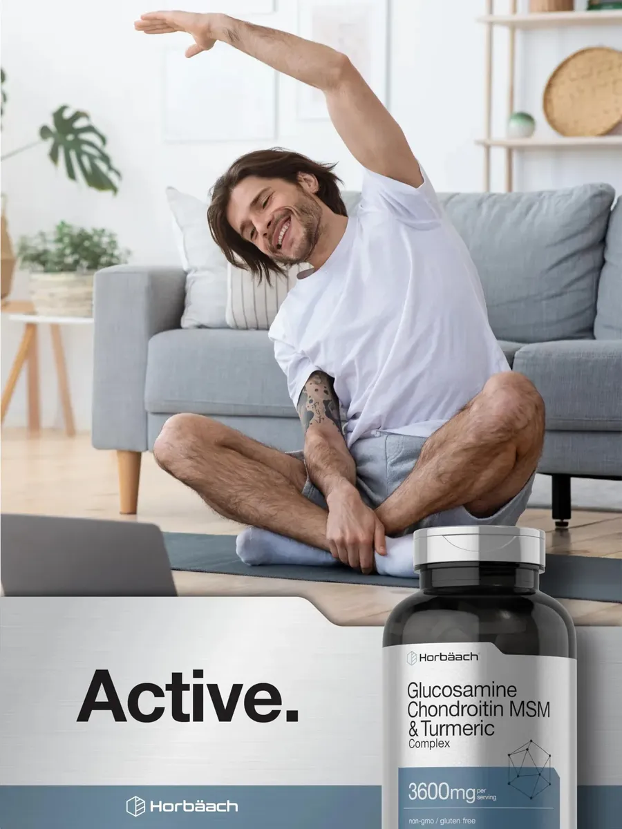 Horbäach Glucosamina condroitina MSM | 3600 mg | 360 comprimidos | Fórmula avanzada con cúrcuma | Sin OMG, sin gluten - Imagen 6