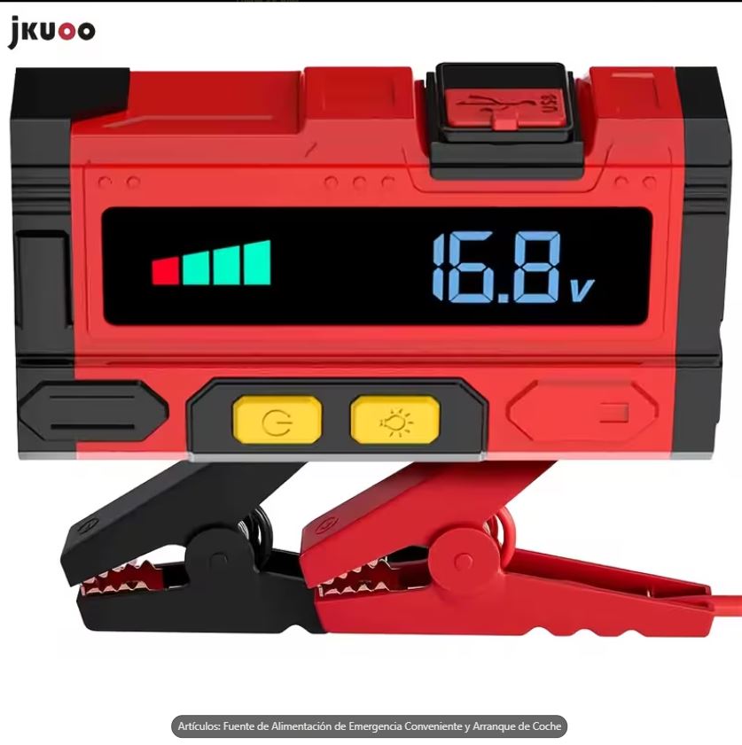 JKUOO Arrancador de Batería de Emergencia 6000A Multifuncional 10 en 1 para Auto SUV Bote - Imagen 4