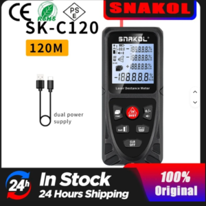 Medidor de Distancia Láser SNAKOL SK-C120 – Hasta 120 m, Precisión ±1,5 mm y Carga USB Type-C