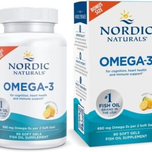 Nordic Naturals Omega-3, sabor a limón, 90 geles suaves, 690 mg de omega-3, aceite de pescado, EPA y DHA