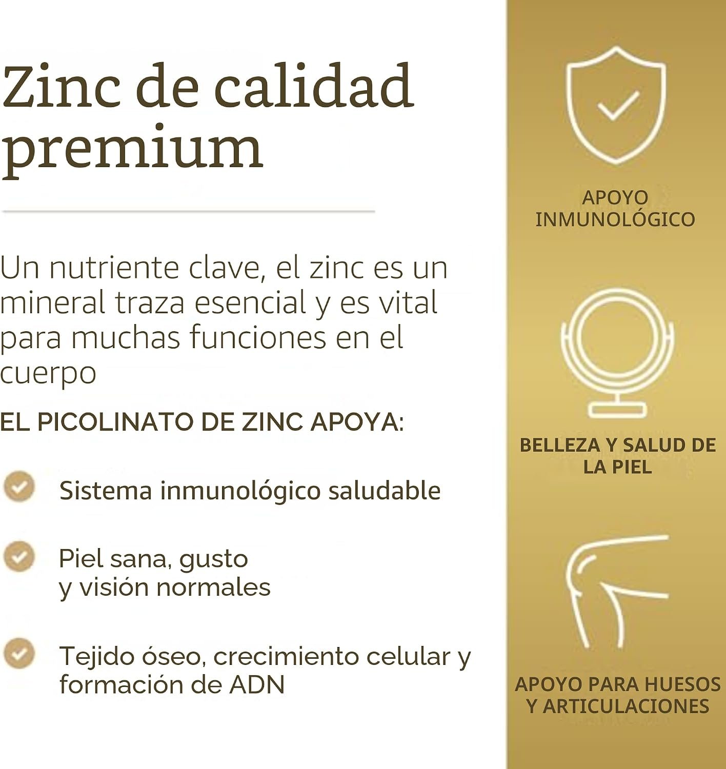 Solgar Picolinato de zinc de 22 mg, 100 tabletas - Imagen 3