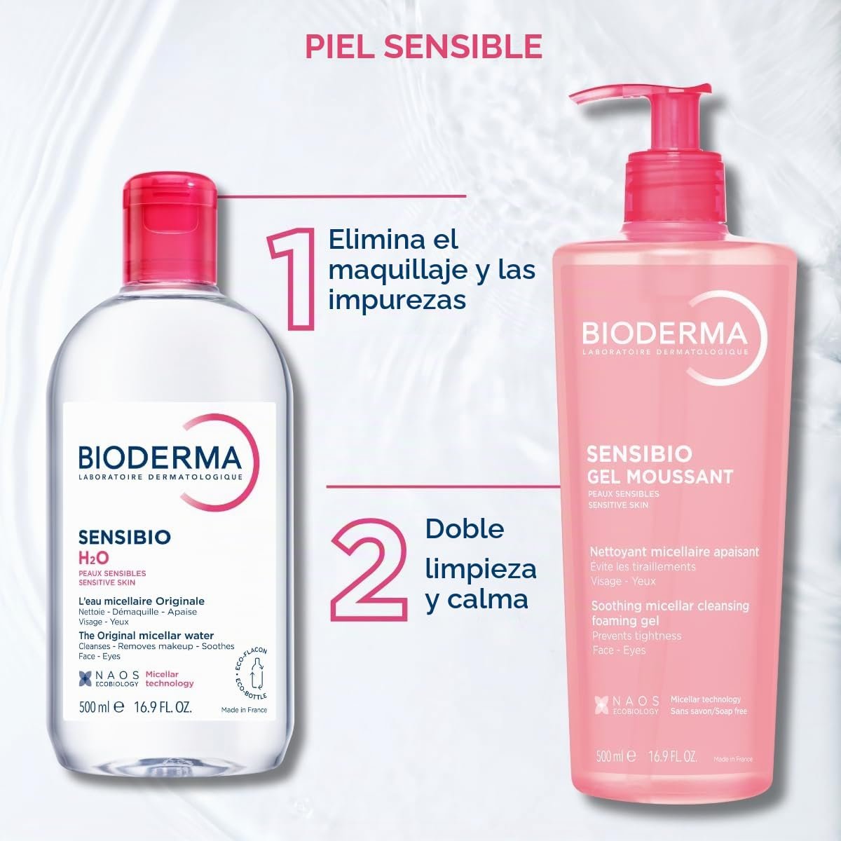 Bioderma - Sensibio - Agua Micelar H2O - Limpiador Desmaquillante - Limpiador Facial para Piel Sensible - Imagen 8