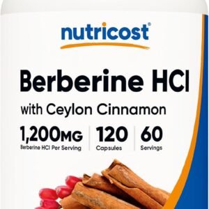 Nutricost Berberine HCl with Ceylon Cinnamon Capsules (120 Capsules)
