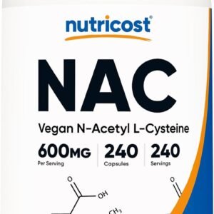 Nutricost N-Acetyl L-Cysteine (NAC) 600mg, 240 Vegetarian Capsules