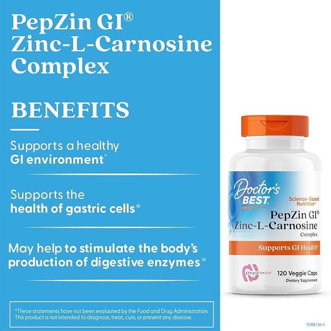 Doctor's Best PepZin GI, complejo de zinc-L-carnosina, vegano - Imagen 3
